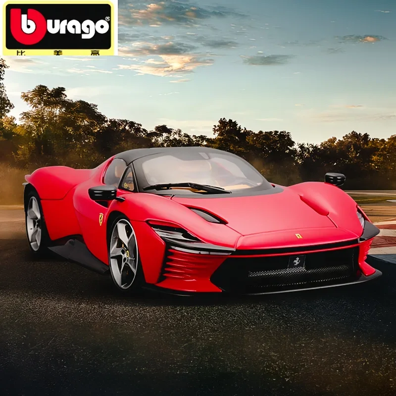 Nowy model samochodu Bburago Ferrari 1:18 Daytona SP3 Wyrafinowana wersja samochodu sportowego Symulacja statyczna Odlewany pojazd Kolekcjonerska zabawka samochodowa