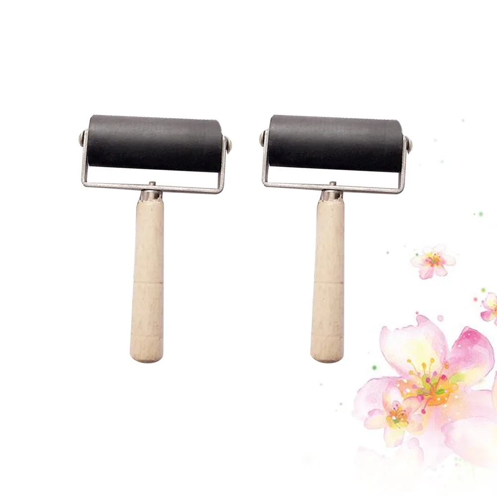 

2Pcs Ink Stamping Roller Rubber Heavy Frame Comfortable Grip for Printmaking Craft Projects Scrapbook Stamping