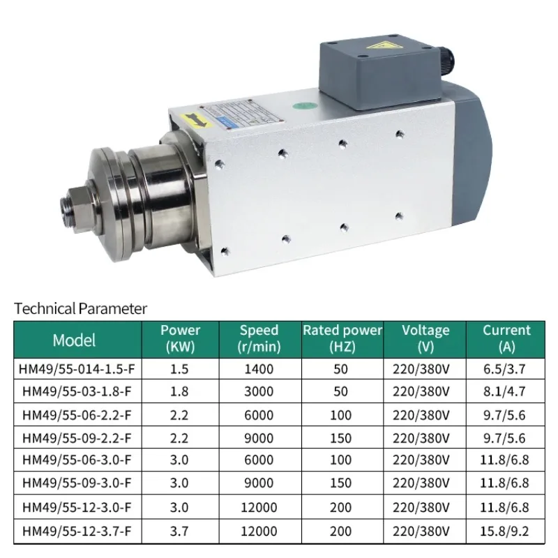 

Machine Tool Spindle 2.2kw Air Cooled Circular Saw Table CNC Spindle Motor For Lathe Machine