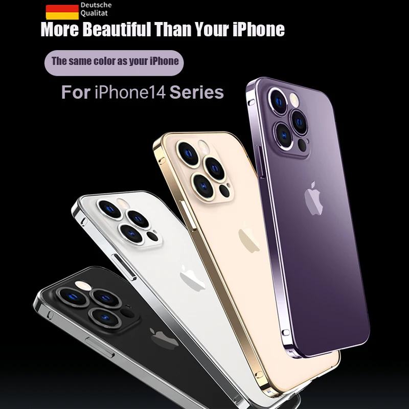 Luxury Light Aluminum Metal Frame For iPhone12 13 14 Plus 15 16Pro Max Bumper Case Ultra Thin Alloy Protective Back Acccessories