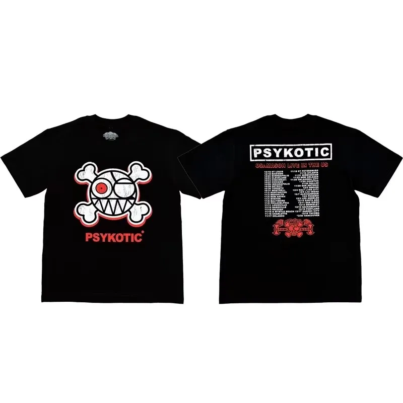 New Men EU Tour merch OSAMASON Black Bone Skull T Shirts T-Shirt Hip Hop Skateboard Street Cotton T-Shirts Tee Top Opium E156