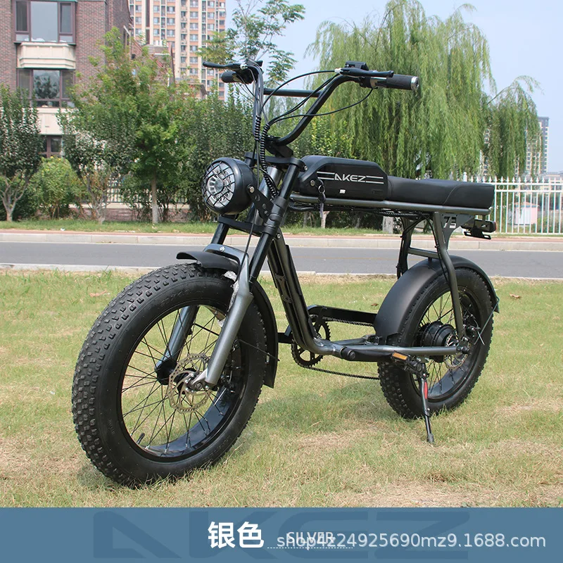 велосипед 20-inch Adult Fatbike Outdoor Cycling Snow Tires Retro Off-road Beach Variable Speed Electric Bicycle image 1