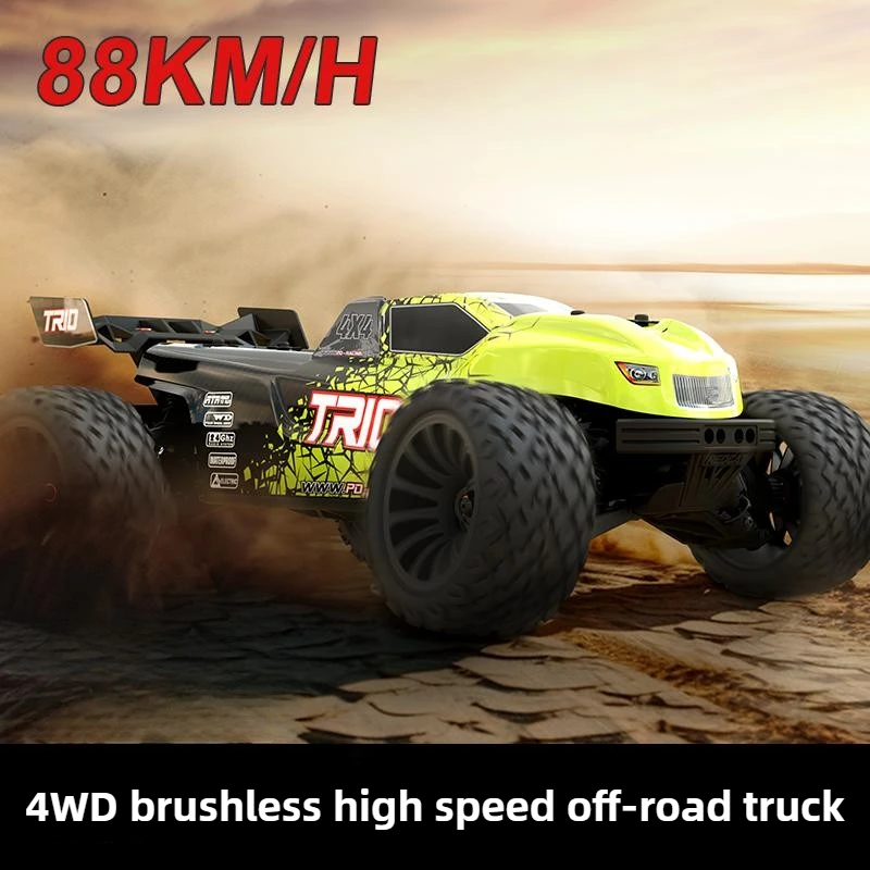 PDracing 1/10 RC Bigfoot 4S Brushless Off-road Remote Control Car 4WD High-speed Drifting Car Waterproof Model Gifts for Boys