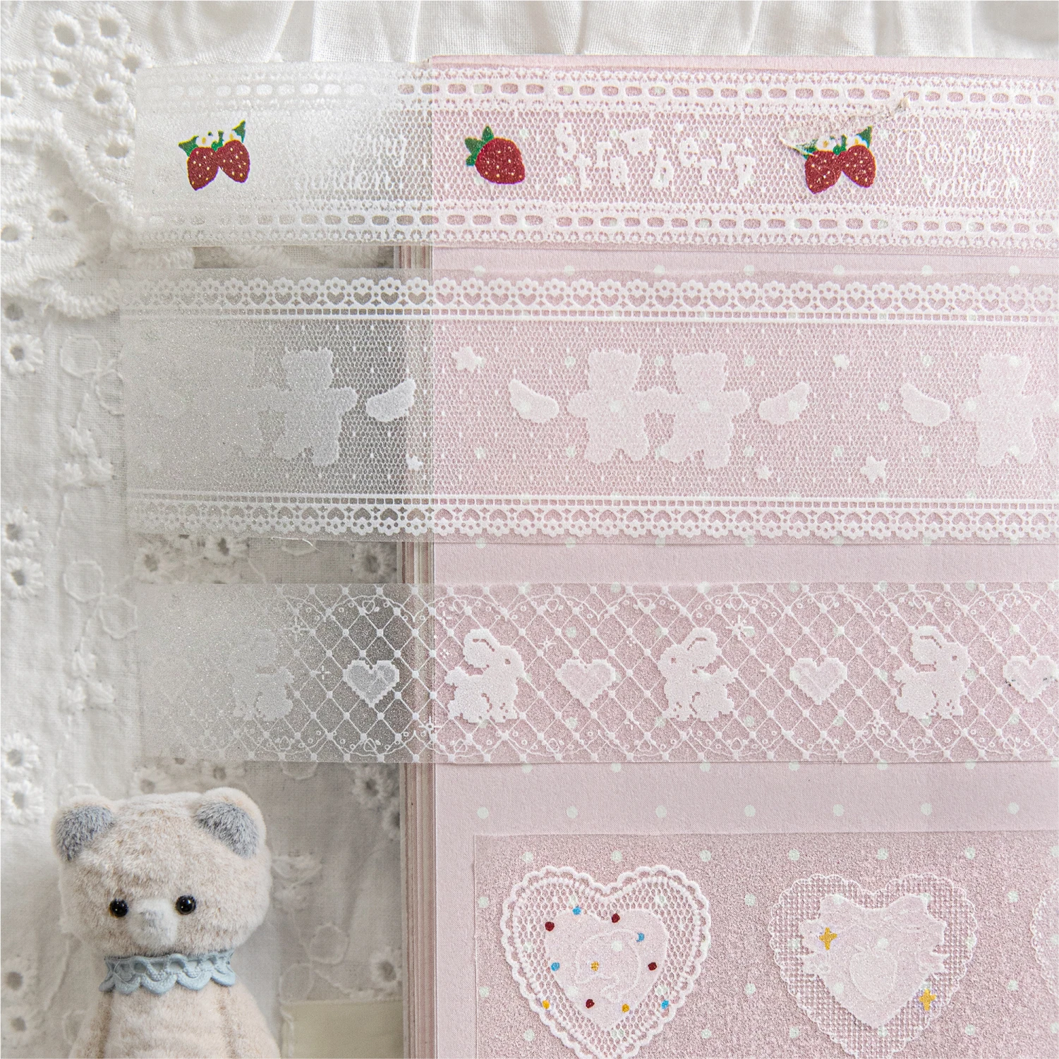 20/30mm*2m lace border PET Tape Set Floral Yard Stickers for Scrapbooking Journaling DIY Crafts and Art Supplies