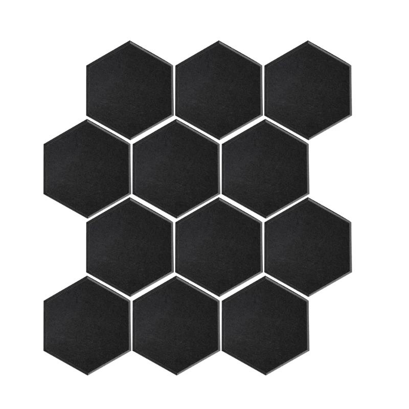 Pack 12 panneaux muraux hexagonaux insonorisants, carreaux acoustiques, Texture en Fiber Polyester, panneaux insonorisants