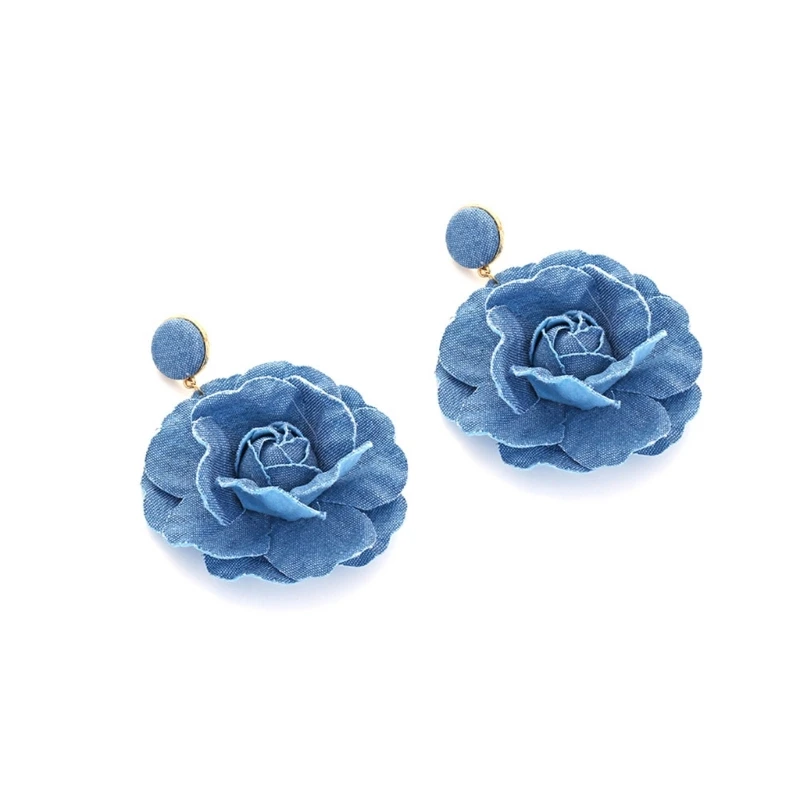 Boucles d'Oreilles en Forme de Goutte Florale, Accessoire Exagéré, Fait à la Main, Rose, Décoration pour les Amoureux de la Mode