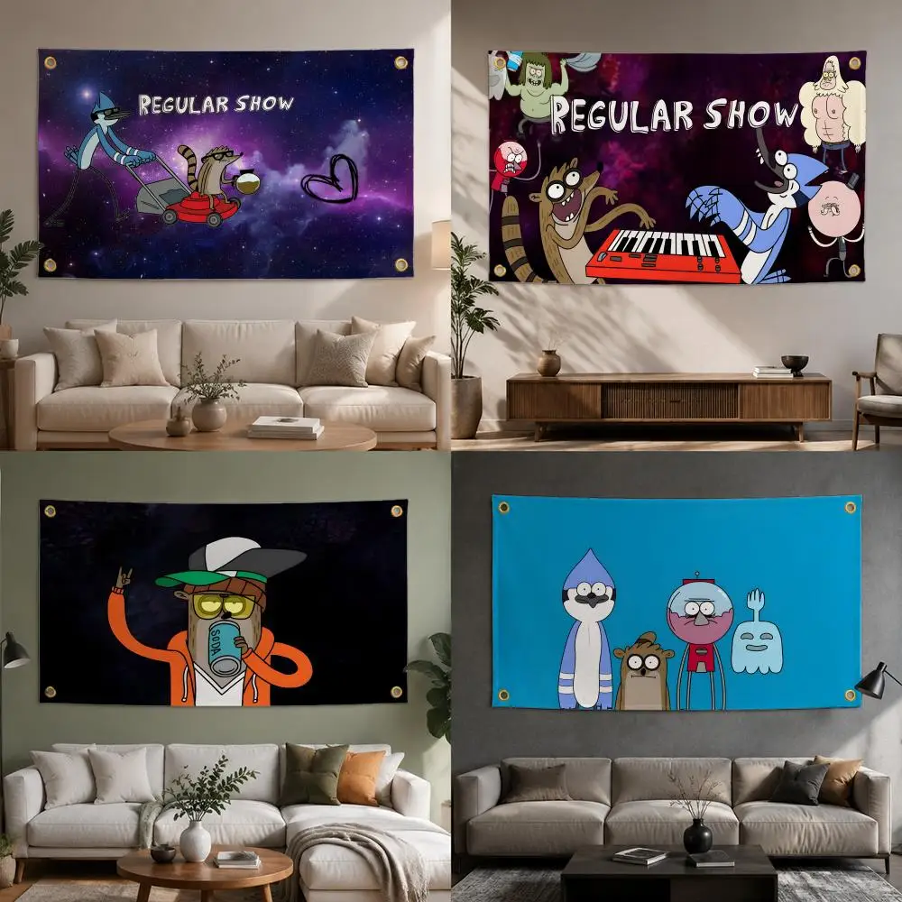Animation Regular Show Flags Fashion flag For Living Room Home Dorm Decor Wall Outdoor Camping Party Banner Gifts
