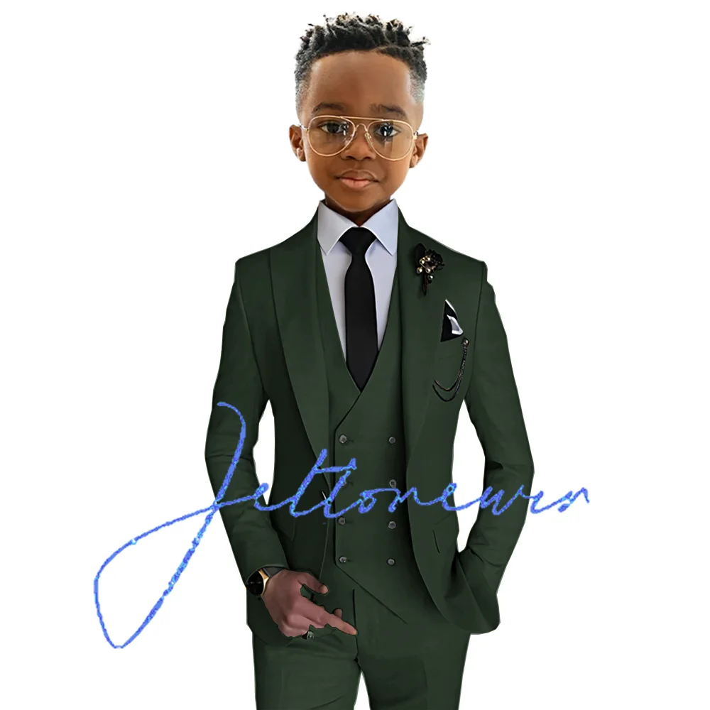 Jongens Pak 3 Delige Set Gele Jas Broek Vest Bruiloft Kids Smoking Custom Outfit Mode Blazer Jongens Pak