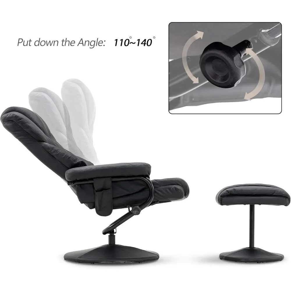 Fauteuil inclinable en similicuir avec massage, fauteuil inclinable avec bitions oman, 360 (noir), chaises de pédicure, 4901