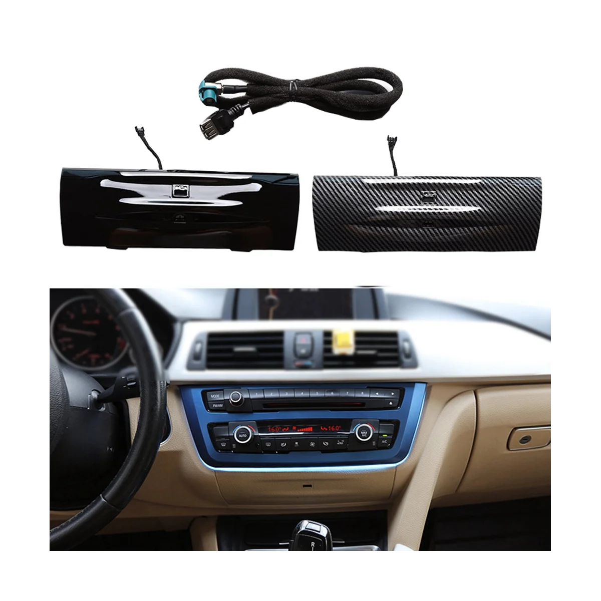 Black Car Cigarette Atmoshpere Lamp 9 Color Dashboard Cover for BMW 3 /GT/4-Series F30 F32 F34 F36 2012-2019