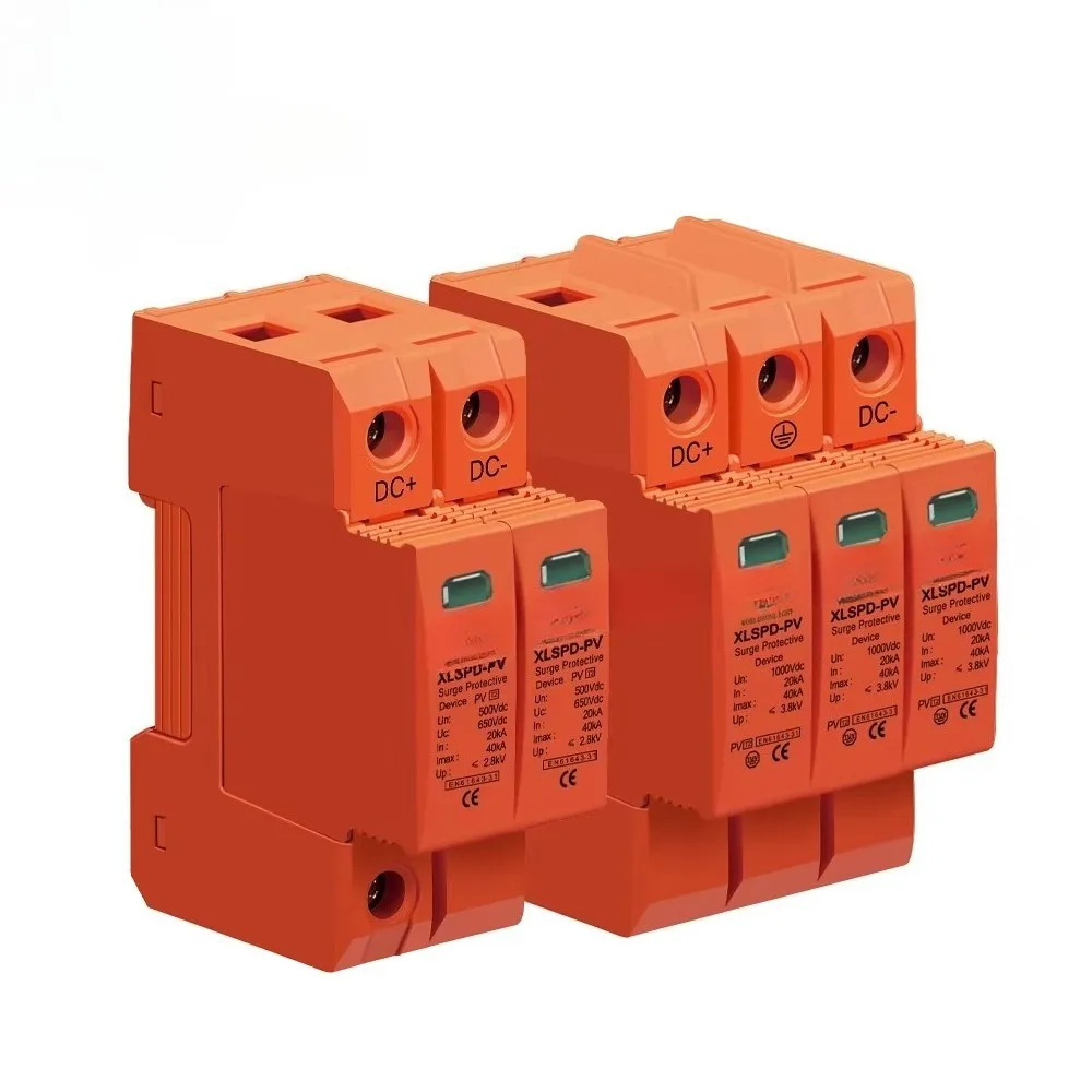 2P 3P Solar PV DC SPD 500V 600V 800V 1000V 1500V 20KA 40KA Type 2 Surge Protector with CE TUV