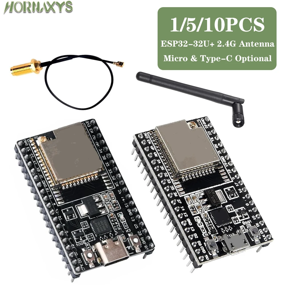 ESP32-32U DevKitC WiFi Bluetooth IoT Development Board with 2.4G Antenna & Arduino+ Compatible for Wireless Programming