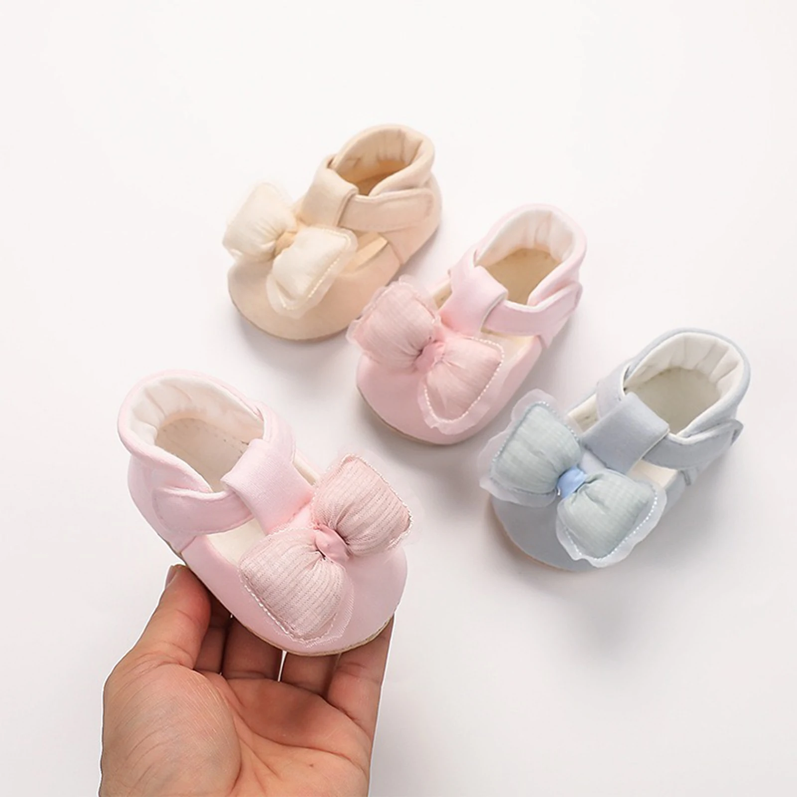 

Tregren 0-18M Newborn Baby Girl Bow Flats Shoes First Walkers Cotton Cloth Walker Crib Shoes Fall Winter Non-slip Walking Shoes