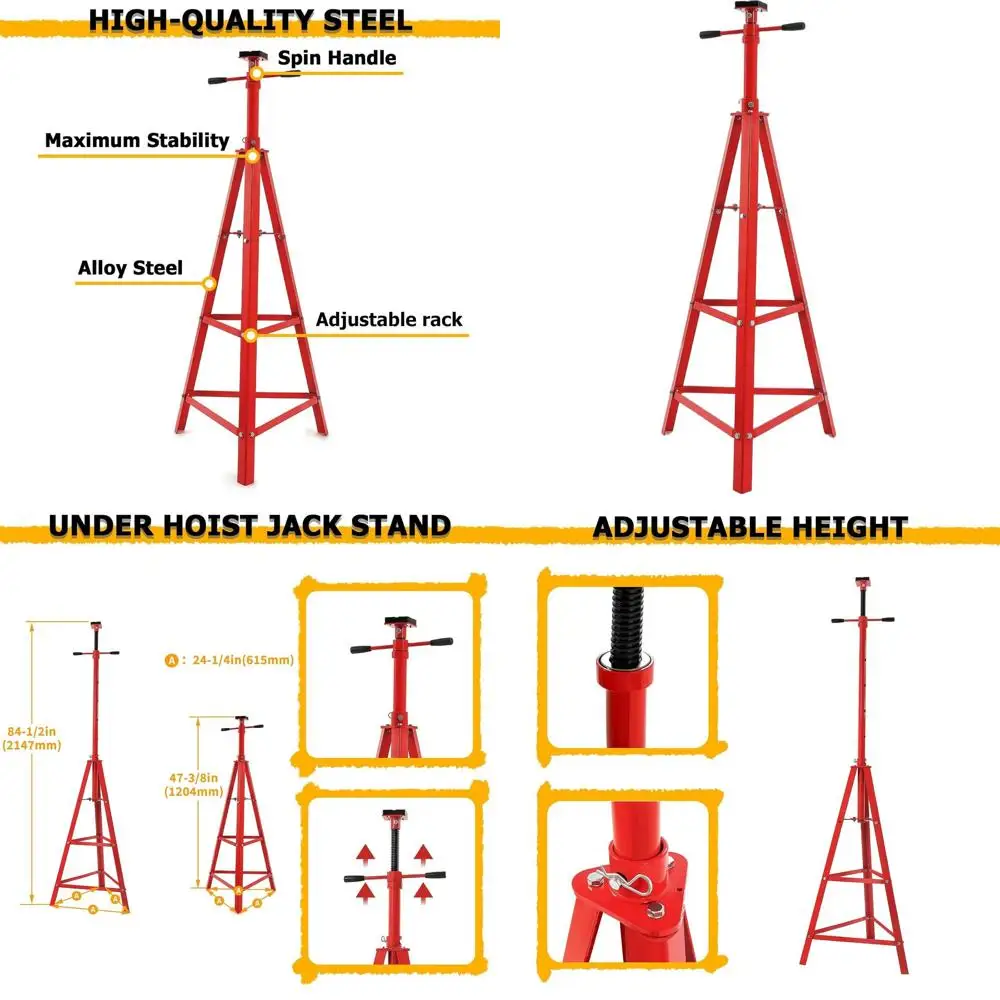 

Двухтонная автомобильная подставка-тренога с вылетом 47.375-84.5 дюймов, высокоподъемный домкрат, грузоподъемность 4000 фунтов, красное порошковое покрытие