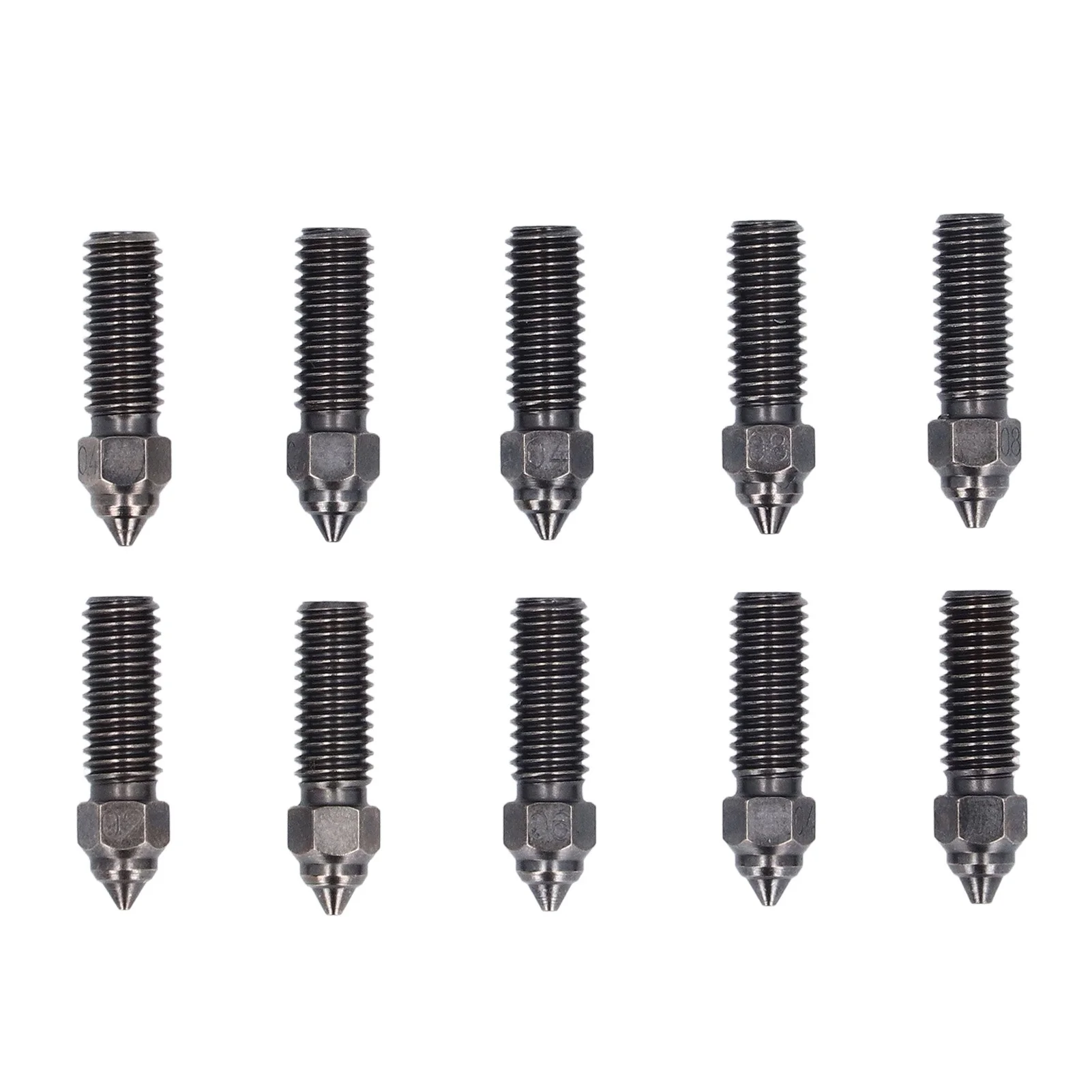 10Pcs Extruder Nozzle Kit 0.2 0.4 0.6 0.8 1mm Hardened Steel 3D Printer Nozzle Kit for K1 K1 Maximum