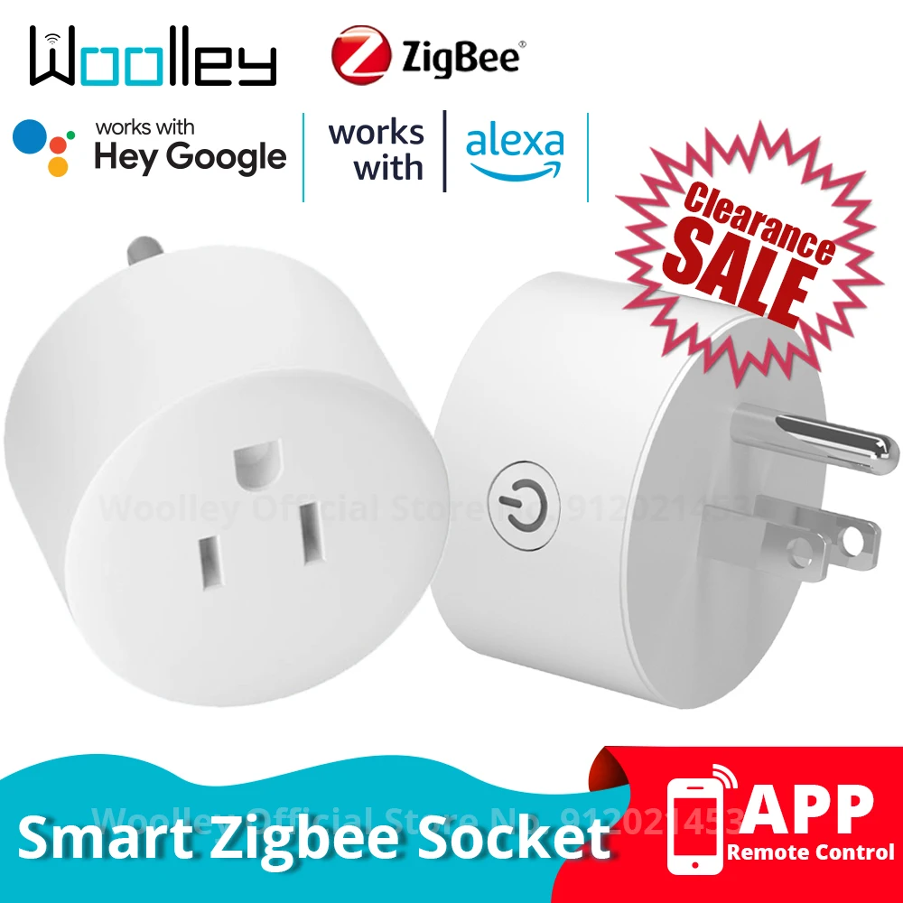 Woolley US Plug Zigbee Smart Socket Wireless Control Switch Electronic Outlet Smart Home Automation Module eWeLink SmartThings