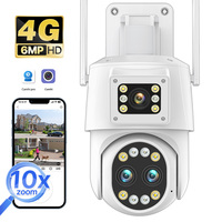 4G SIM Card 4K PTZ Camera 10X Zoom Three-Lens WIFI IP Camera 4K 6MP Dual Screen Security Camera AI Auto Tracking Camera Camhi