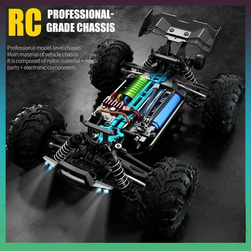 Rc Car Off Road 4x4 High Speed 70KM/H Remote Control Car with LED Headlight Brushless 4WD 1/16 Monster Truck Toys for Boys Gift