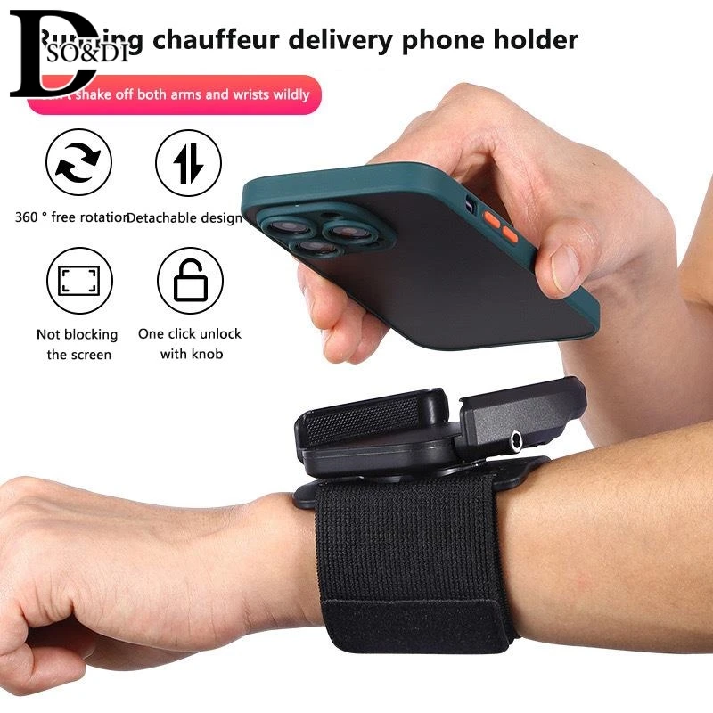 Wristband Phone Holder Mobile Sport Running Phone Wrist Bag Removable 360°Rotating Takeaway Navigation Arm Bag For Cycling