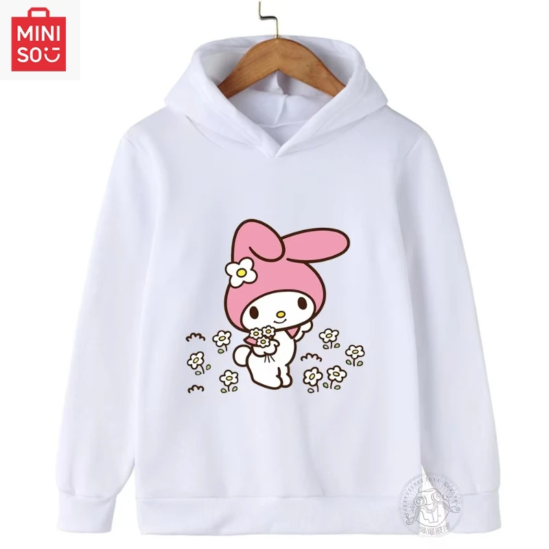 

Sanrio sweet melody print long-sleeved warm top autumn and winter casual fashion wool hooded sweatshirt for men and women
