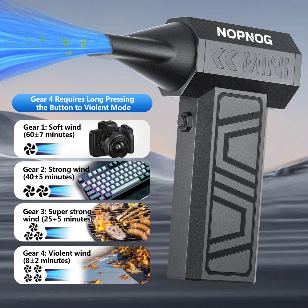 أداة تنظيف منفاخ توربو مروحة نفاثة تهب الثلج 5 فوهات مخرج منفضة هواء كهربائية مروحة سيارة 130000 دورة في الدقيقة شحن محمول من النوع C #5