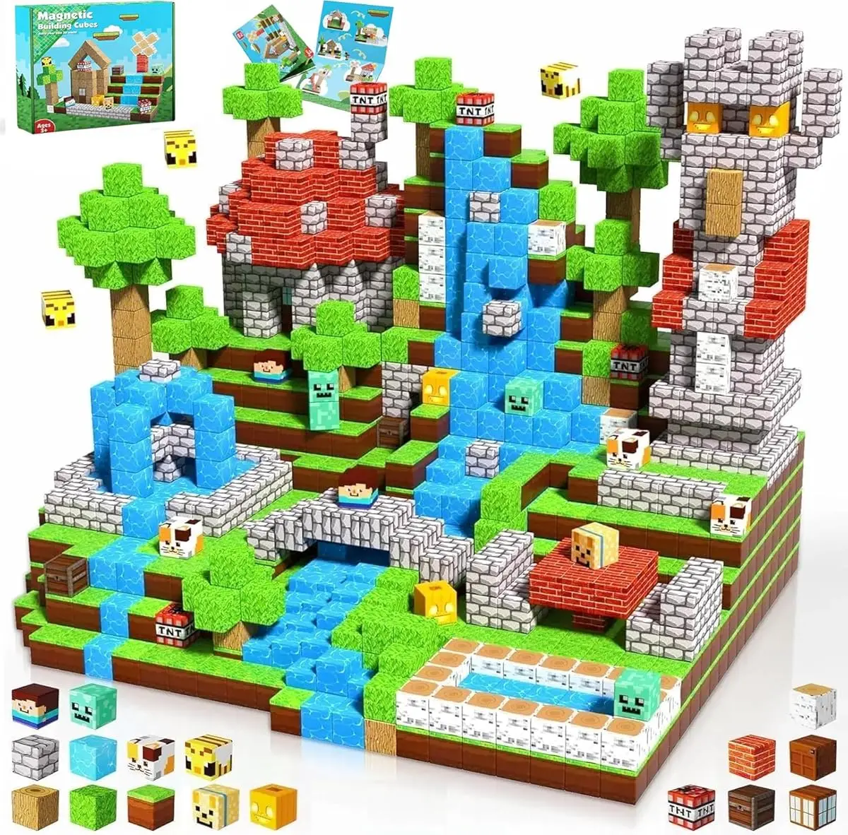 100 Stück magnetische Bausteine, Dschungel-Themen-Design, ideale Geschenkidee für pädagogisches Kinderspielzeug.