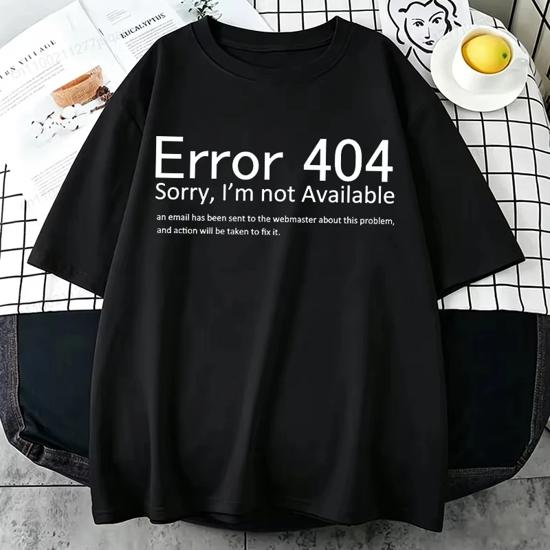 404 Error Coding Graphic Tee Geek Programmer Round Neck Short Sleeve Unisex Casual Fashion Daily Gift Tops