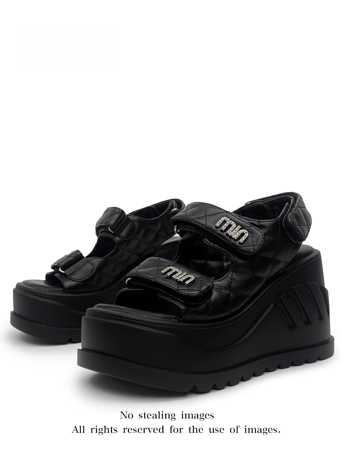 

MibVias Y2K Millennium Rhombus Thick Bottom Platform Sandals Women's Low Help Heightening Shoes Magic Tape Slip-On Casual San...