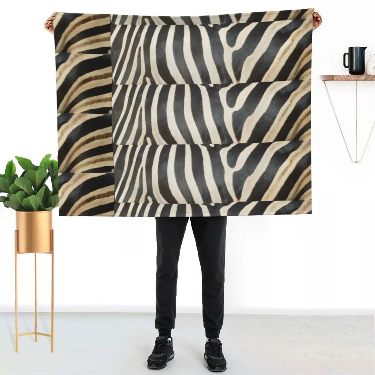 Zebra Stripe Fur Photo Throw Blanket Hairy Sleeping Bag Bed Flannel Sofa Quilt halloween Blankets