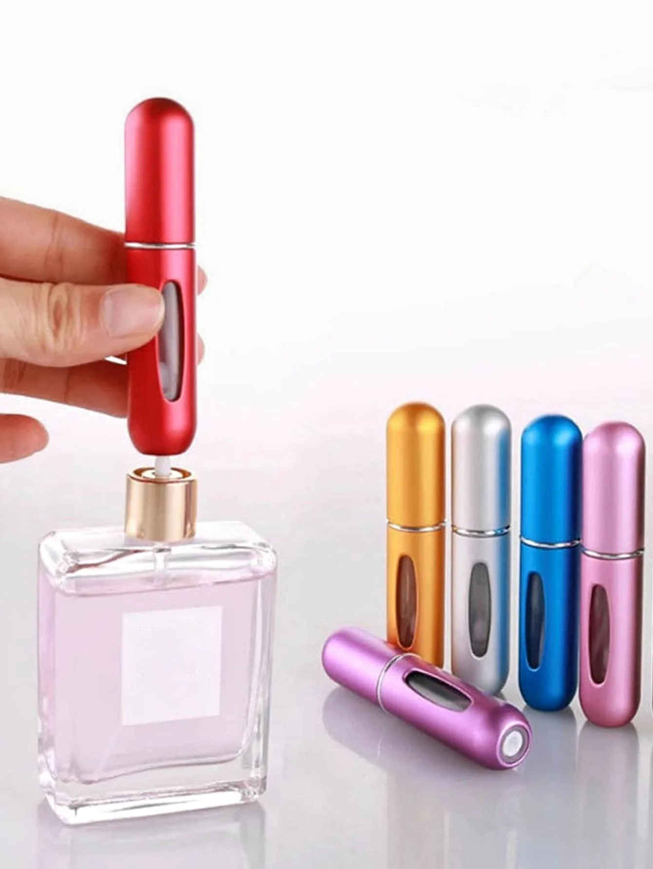 1 Uds. Mini botella de Perfume recargable, botella cosmética portátil, botella pulverizadora, atomizador, contenedor en aerosol, botellas recargables de viaje de 5ml
