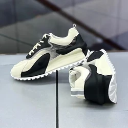 Men Sneakers Casual Fashion Mixed Colors Microfiber Leather Mesh Breathable Increased Internal Cover Bottom Platform Board Shoes