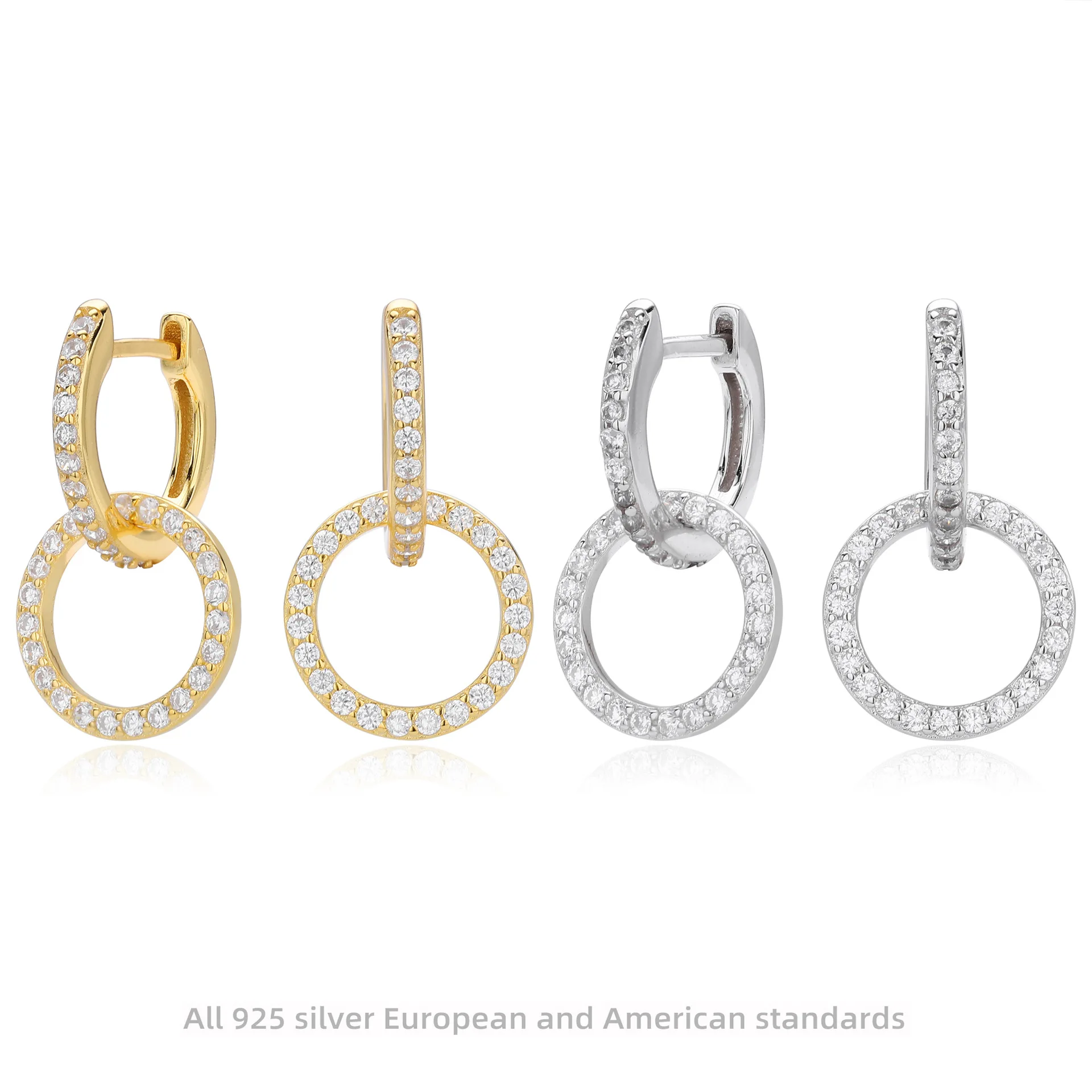 Withered S925 Sterling Silver Earrings With Circular Earrings For Women Women's Earrings Ear Cuffs