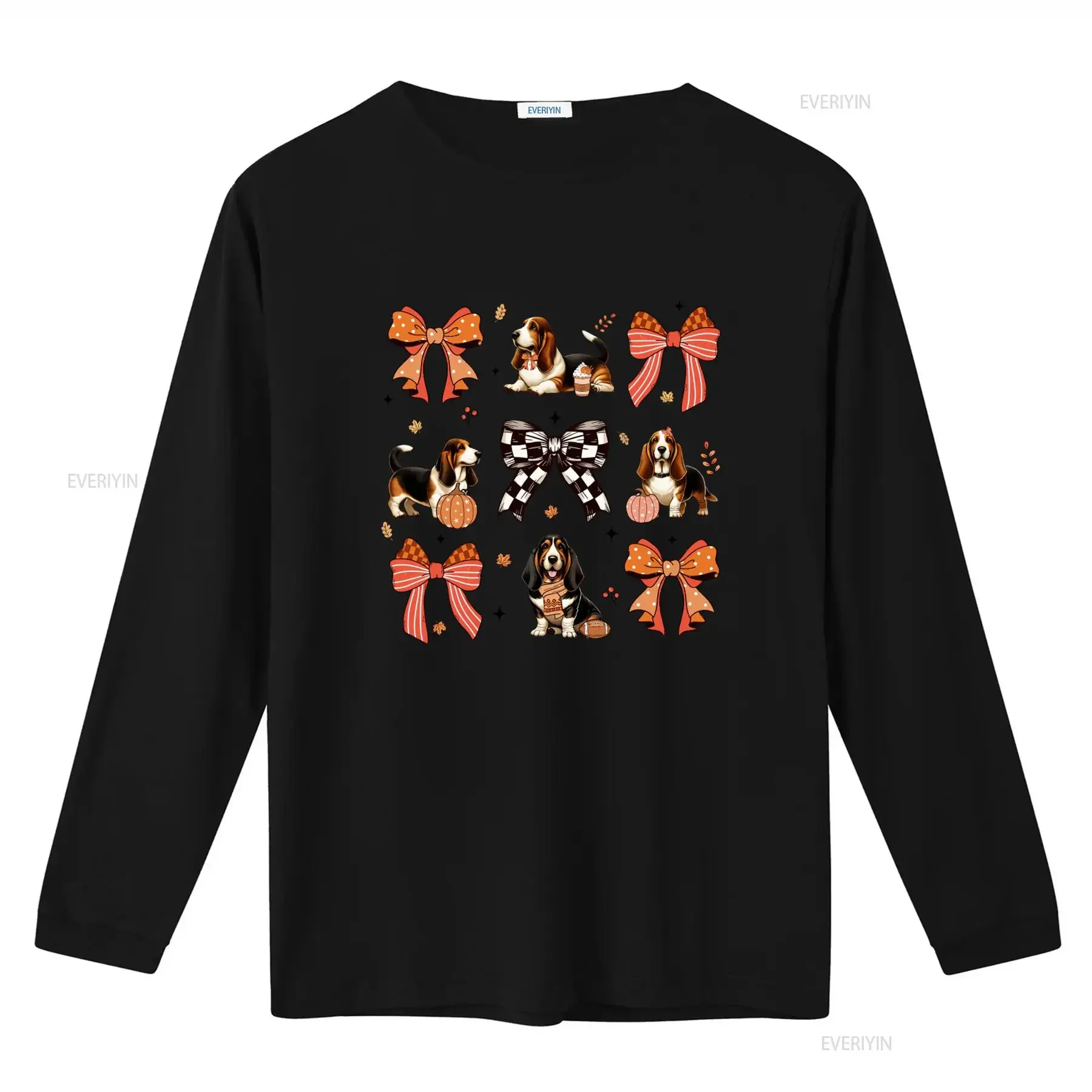 Retro Fall Coquette Basset Hound T Shirt with Bow Pumpkin Prints Perfect Halloween Apparel for Dog Moms vintage Washed Soft
