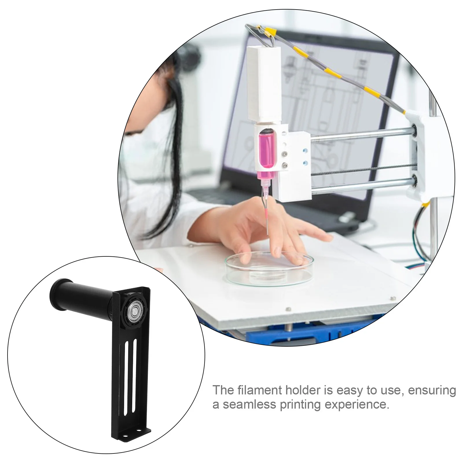 

1Set 3D Printer Filament Spool Bracket Kit Rotating Bearing Easy Use Seamless Printing Experience Stable Consistent