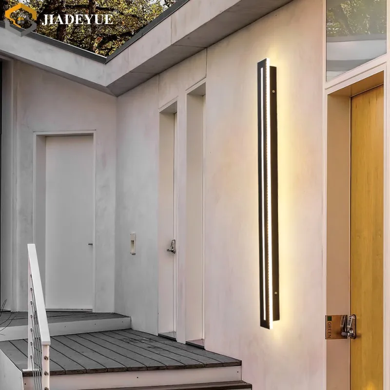 Moderní outdoorové dlouhé LED zeď lampa vodotěsný IP65 černá nádvoří lampa vila balkon dekorace outdoorové osvětlení ac85-265v