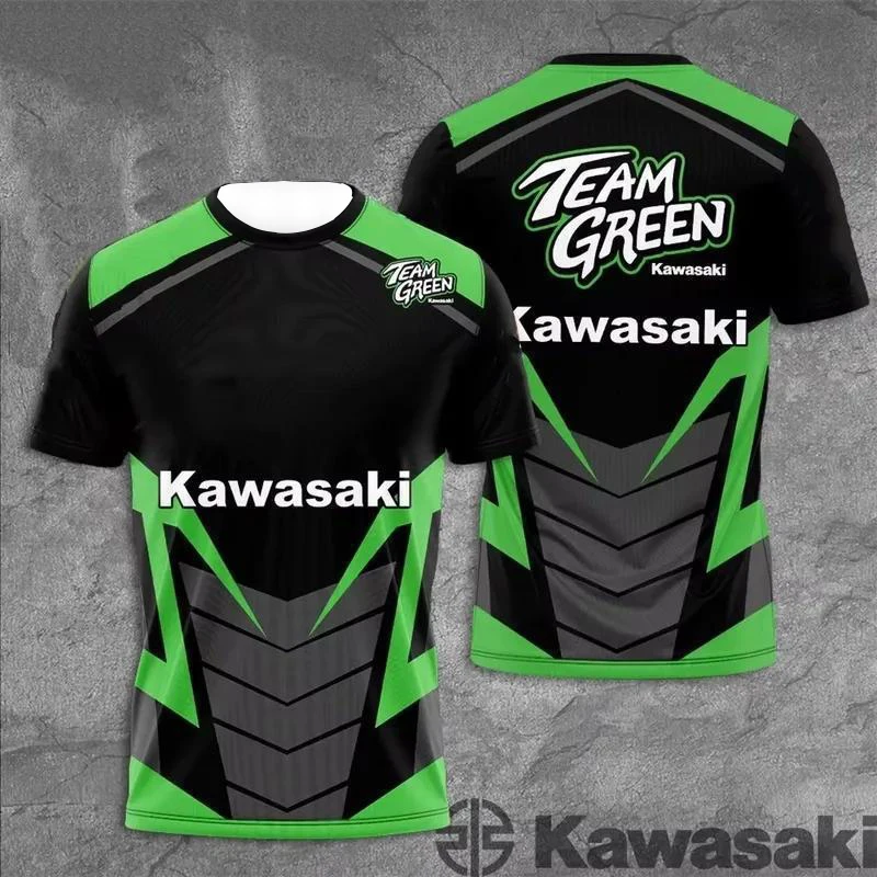 

2025 Men Women New T-shirt Motorcycle Kawasaki 3D Printed Clothing Summer Outdoor Sports Popular Quick Drying Breathable T Shirt