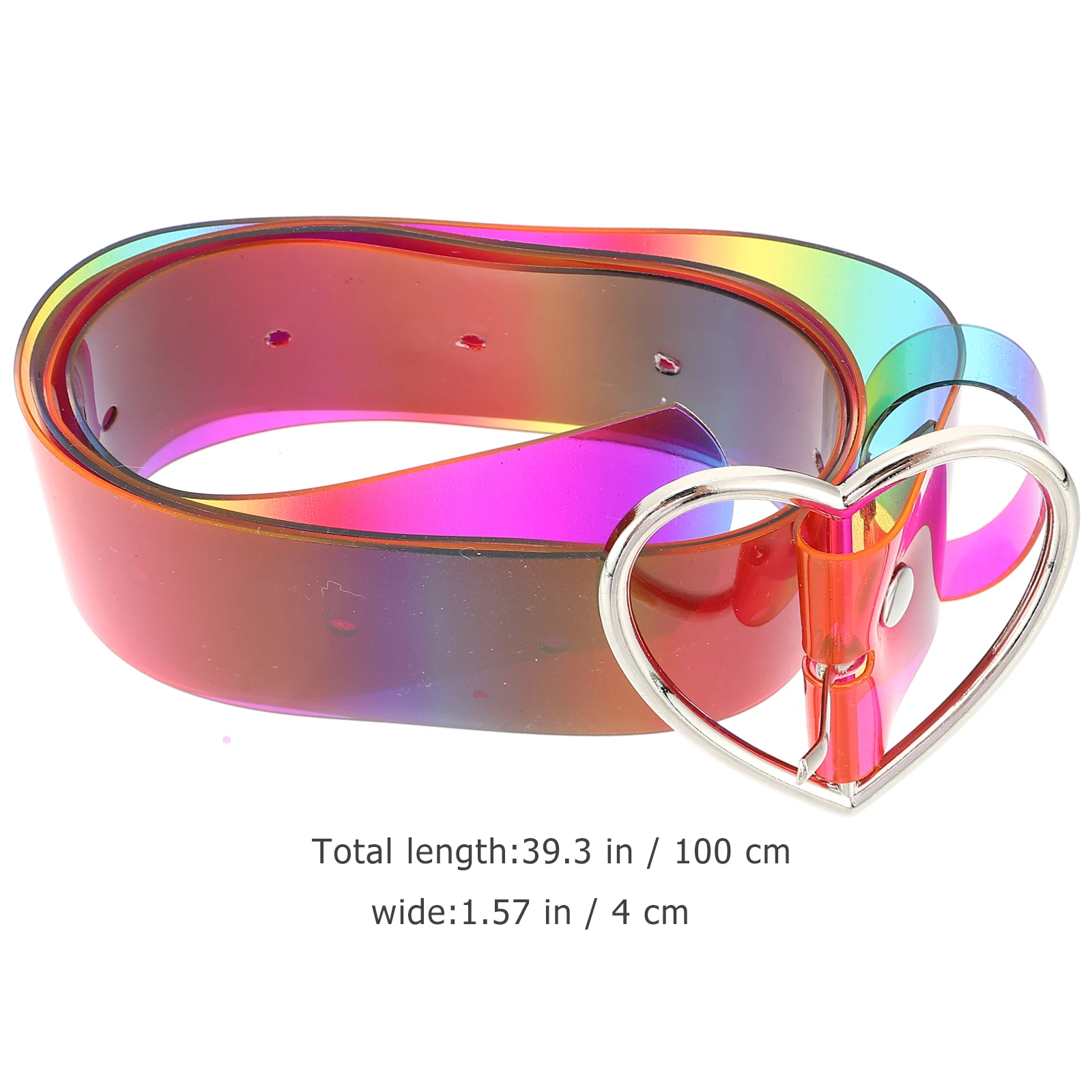 

Rainbow PVC Belt Women Heart Shaped Buckle Adjustable Length Lady Waistb Jeans Dress Accessory Birthday Halloween