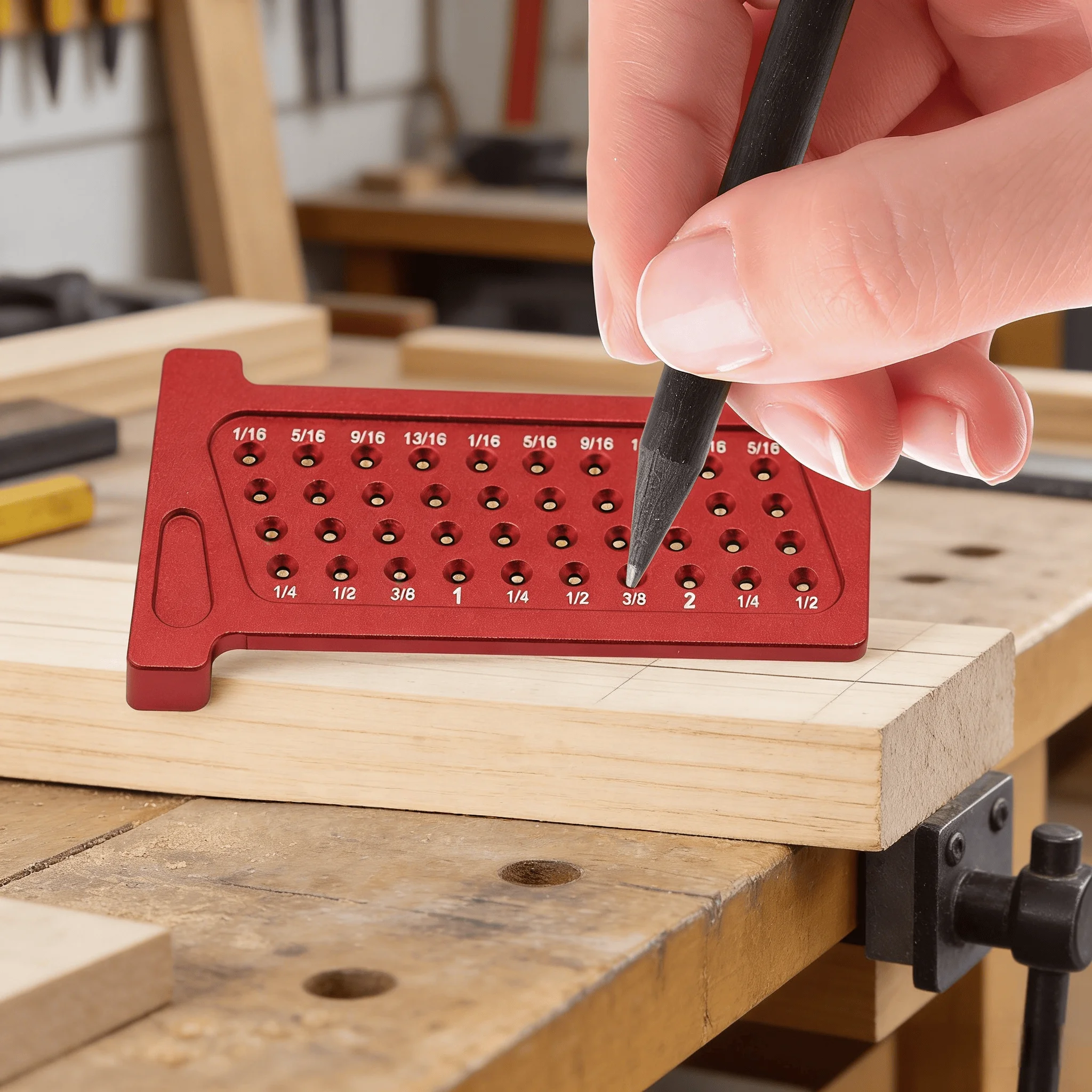 Metric/Inch Pocket High Precision T-Square Ruler Aluminum Alloy Precision Carpentry for Hole Scribing Marking Calibration Gauge
