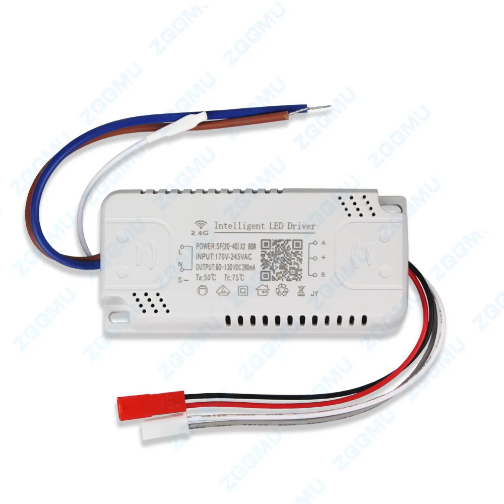 LED سائق 2.4G 20-40W × 2 40W 60W 80W 100W 280mA محول لإمدادات الطاقة AC220V 3 لهجة محول الإضاءة مع وحدة تحكم