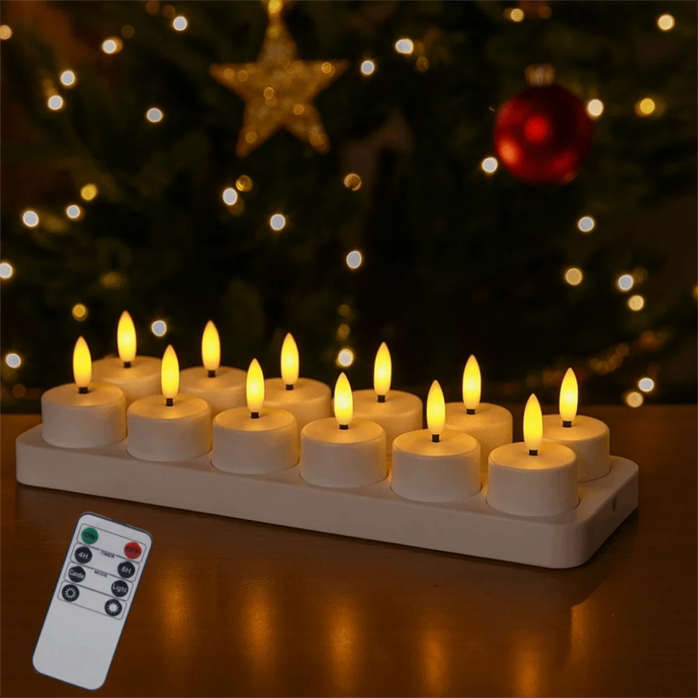 4/6/8pcs LED Tea Light Candles Rechargeable Flameless Candles Home Decor Flickering Electronic Candle Lamp for Home gift
