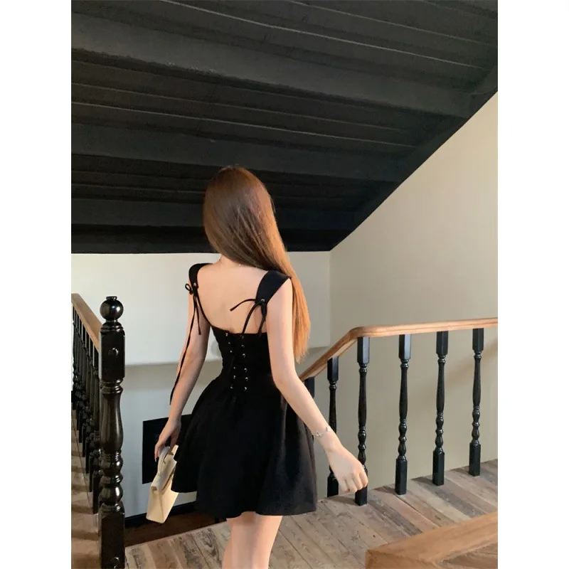 Pure desire style strappy suspender dress for women summer design slim short skirt backless waist a-line dress