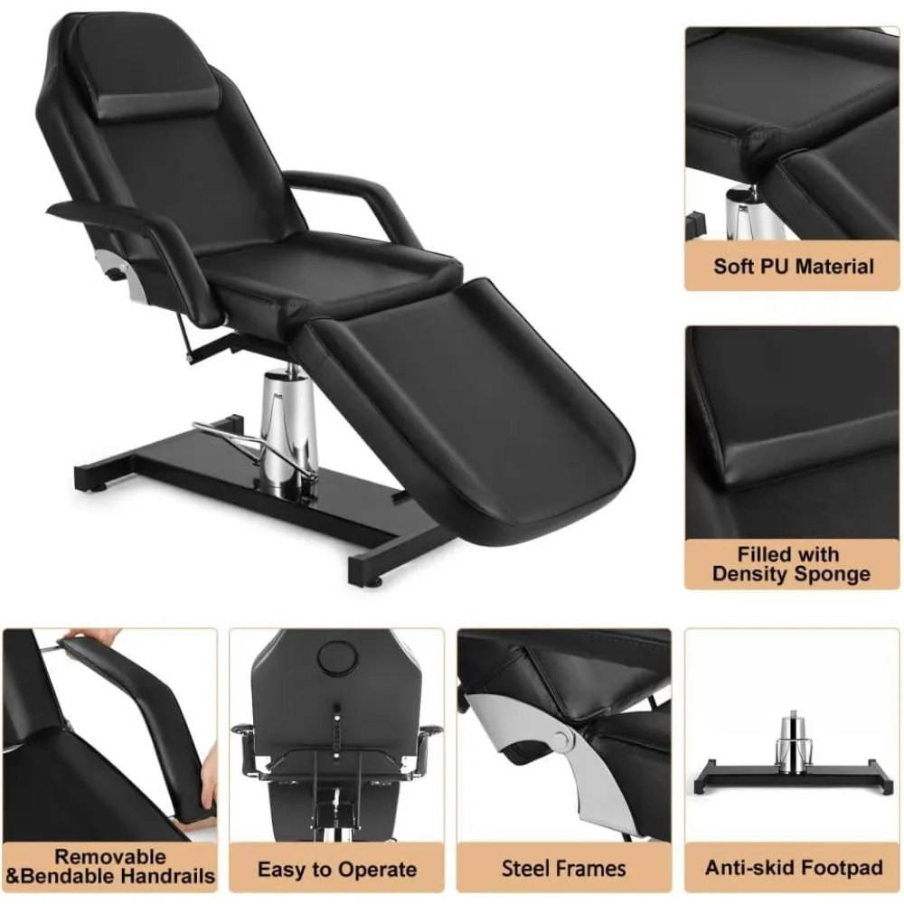 Hydraulic Facial Table Tattoo Chair Massage Bed Adjustable Professional for Esthetician Spa Lash Bed for Eyelash Extensions