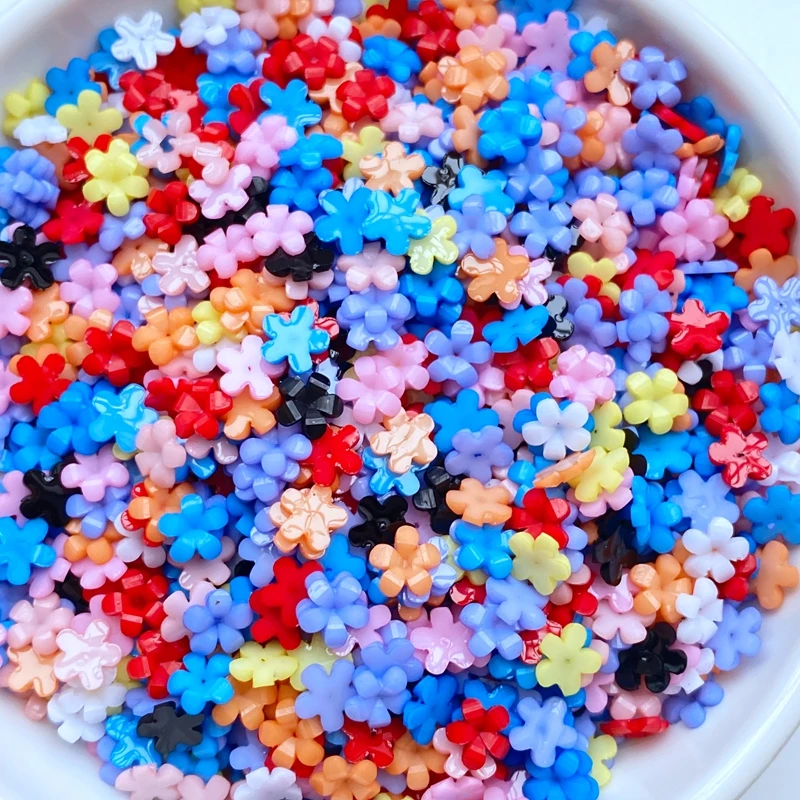 200Pcs New Cute Mini 5mm Flower Resin Flatback Ornament Jewelry Making Hairwear Accessories