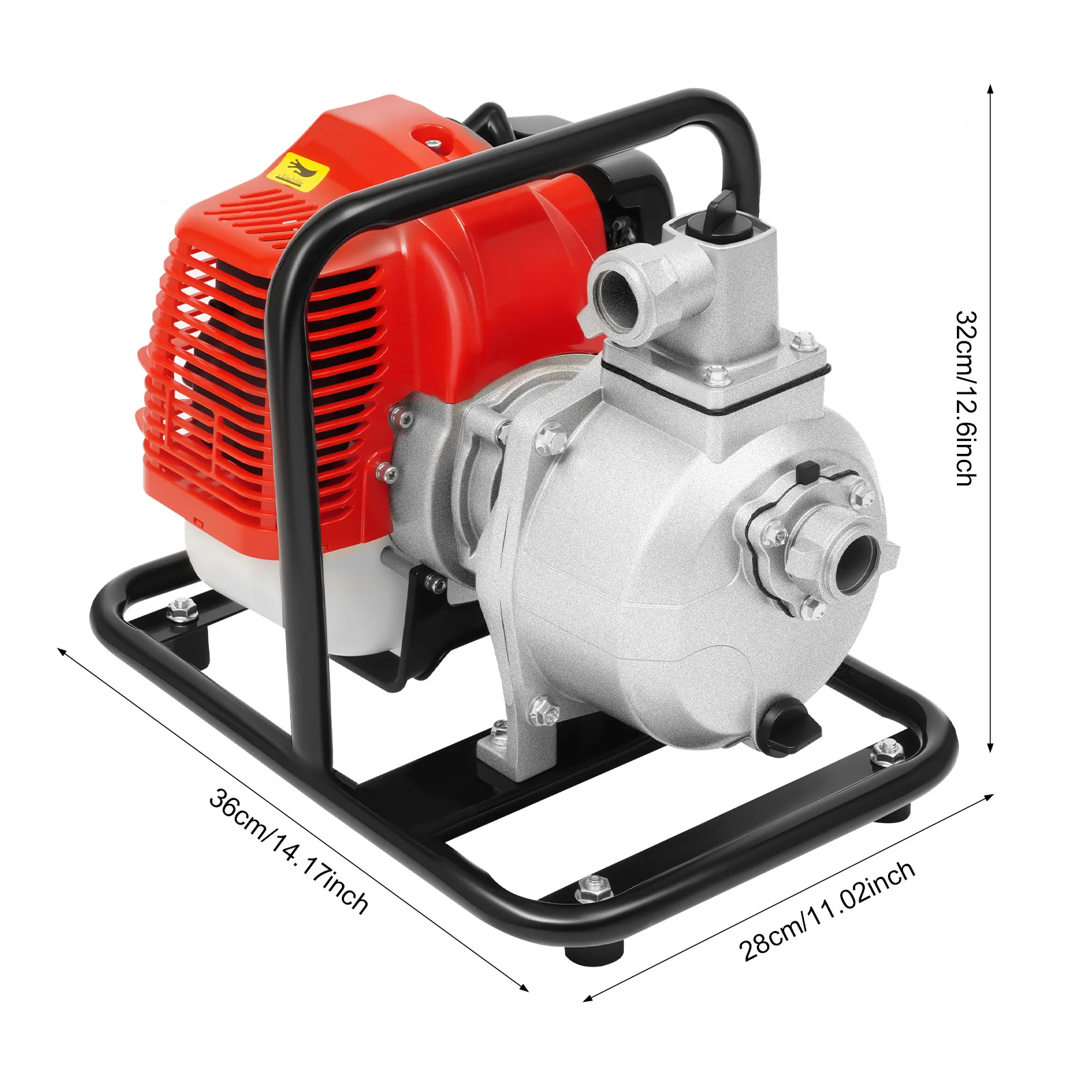 43CC 2-Stroke Gas Water Pump 1 Inch Inlet Outlet 1.25KW Low Fuel  Extra Air Cleaner For Farm Irrigation Pool Drainage Water Transfer