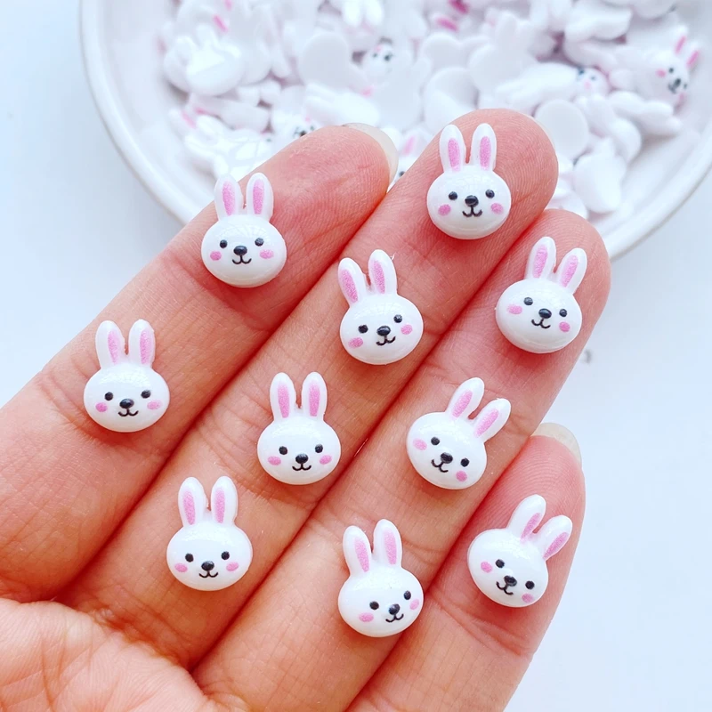 50Pcs New Cute Mini 8*11mm Cartoon Rabbit Series Resin Figurine Crafts Flatback Ornament Jewelry Making Hairwear Accessories