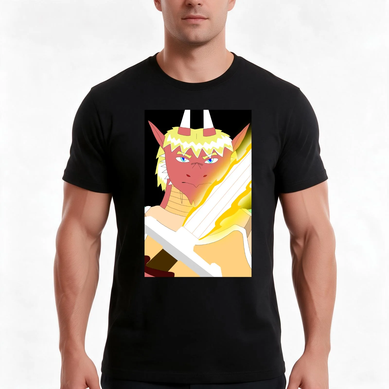 hozen's brave guard warrior's anime gaming's face T-Shirt Summer Casual Cotton Tee Oversized Streetwear Tops Unisex Men Women