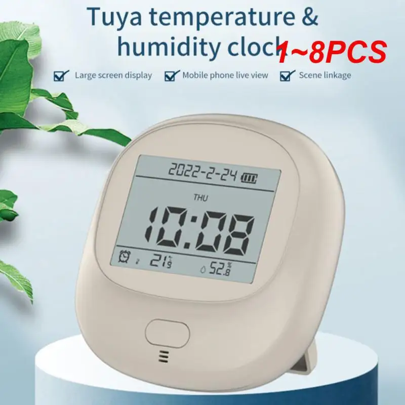 

1~8PCS Tuya Smart Intelligent Wireless Mini Temperature Humidity Sensor Alarm Clock Backlight Remote Monitoring Smart