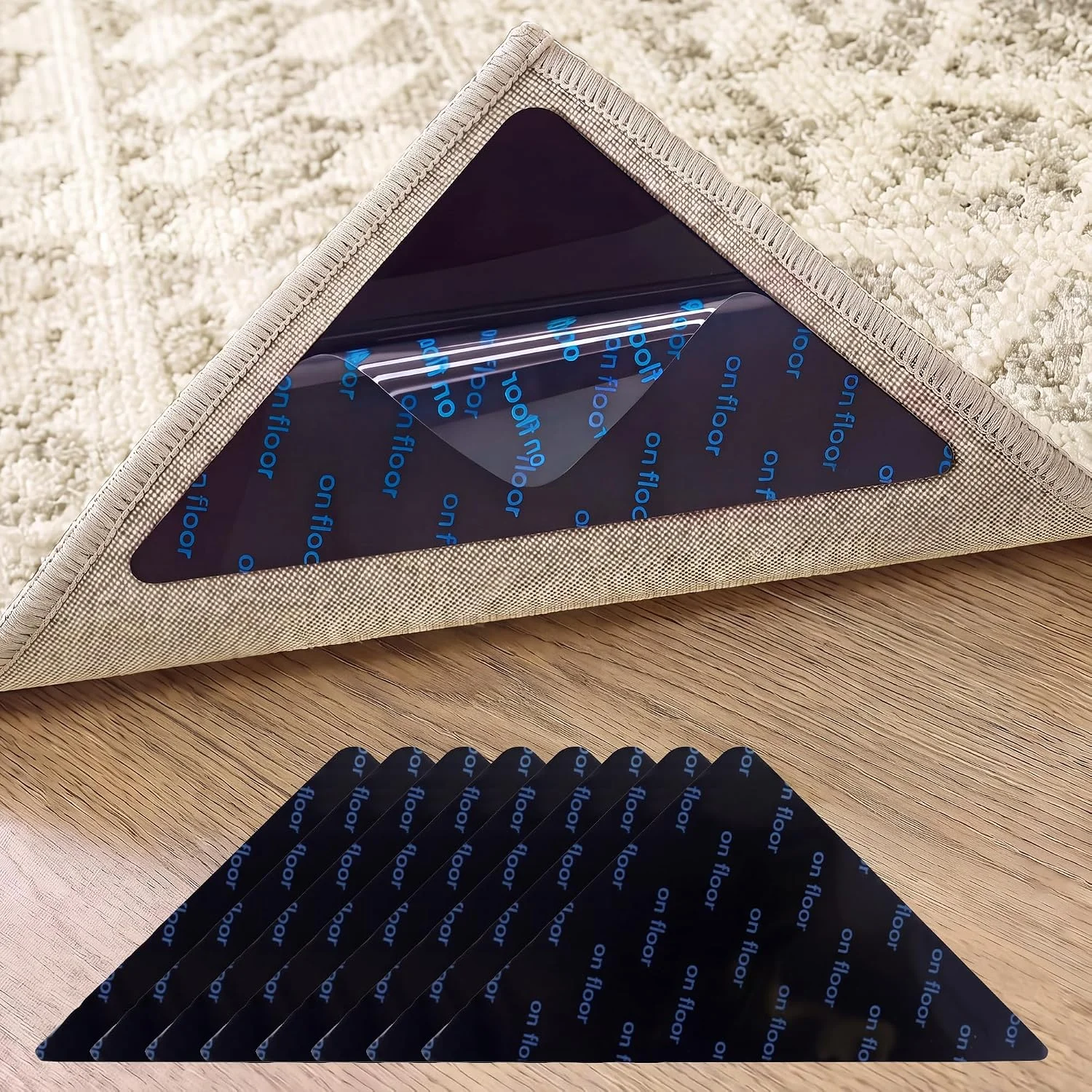 4pcs Carpet Non-slip Sticker Reusable Water Proof Anti Curling Carpet Patch Fixed Sticker Floor Rug Mat Tape Gripper Corner Pad