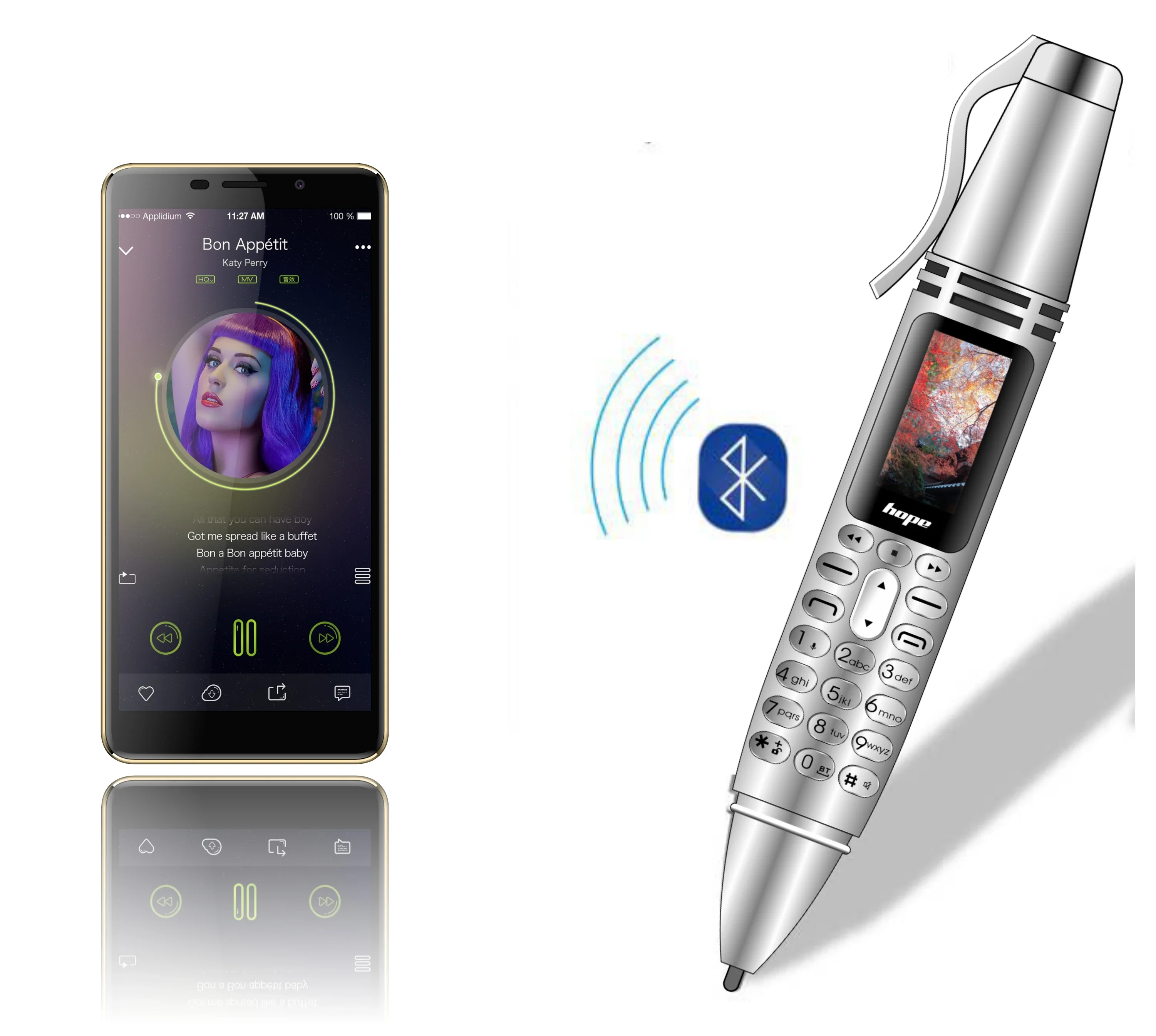 UNIWA AK007 2G GSM Mini telefon w kształcie pióra 0,96 "podwójne SIM telefon komórkowy Dialer magiczny głos MP3 FM dyktafon telefon komórkowy na sprzedaż