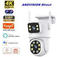 4K 8MP Tuya Dual Lens PTZ WIFI Camera Full HD Dual Screen Ai Human Auto Tracking Outdoor 4MP Security PIR Human Detection Cam